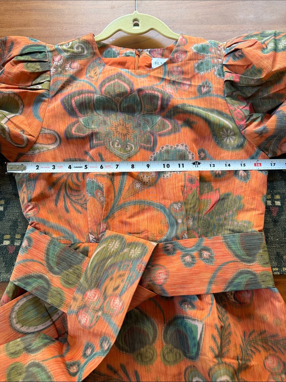 HUNTER BELL Sutton Taffeta Dress Size 6 Autumnal Fall Orange Print $545 - Picture 13 of 14